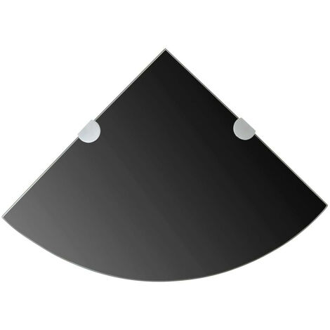 Étagère de coin avec supports chromés Verre Noir 35x35