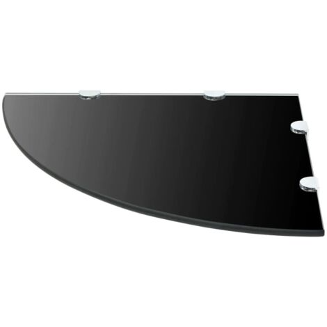 Étagère de coin avec supports chromés Verre Noir 45 x 45 cm