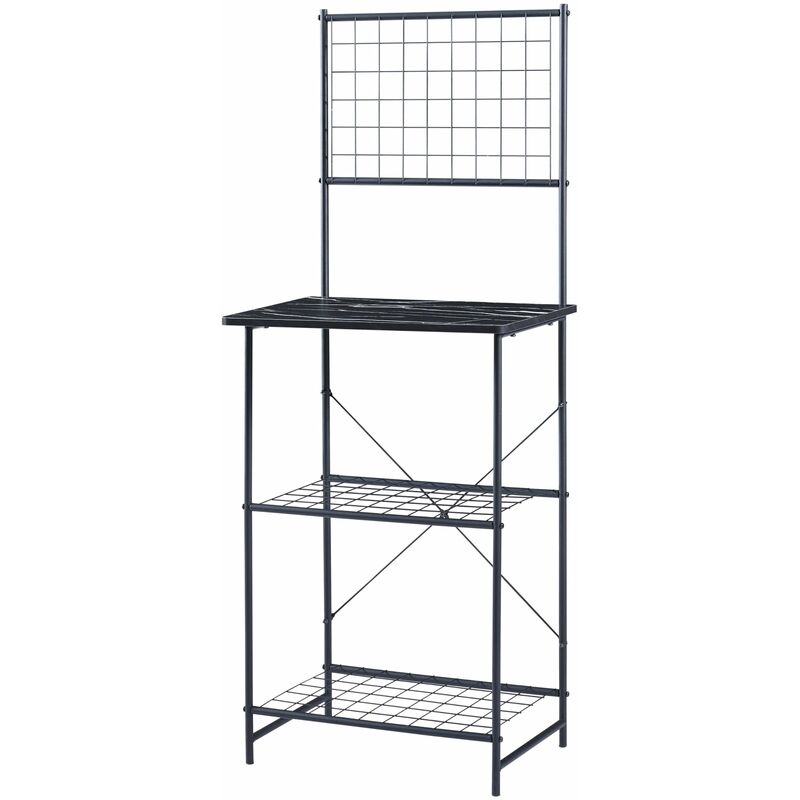 Étagère de cuisine 150 x 60 x 42 cm noir effet marbre