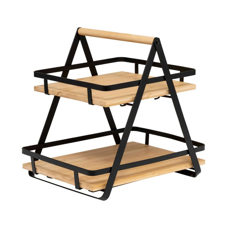 5five Simply Smart - tagère de Cuisine 2 Niveaux en Bambou 'Ordera' 30cm Naturel & Noir