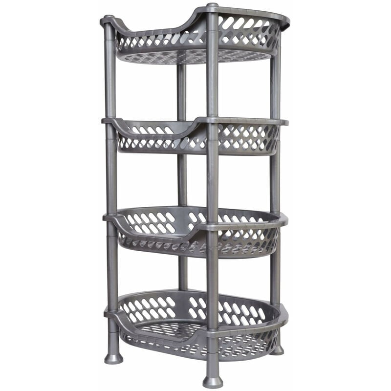 Tagère de cuisine empilable Plastique Étagère à fruits 93872 Panier de cuisine Panier empilable Bac à légumes Étagère à légumes Gris Étagère