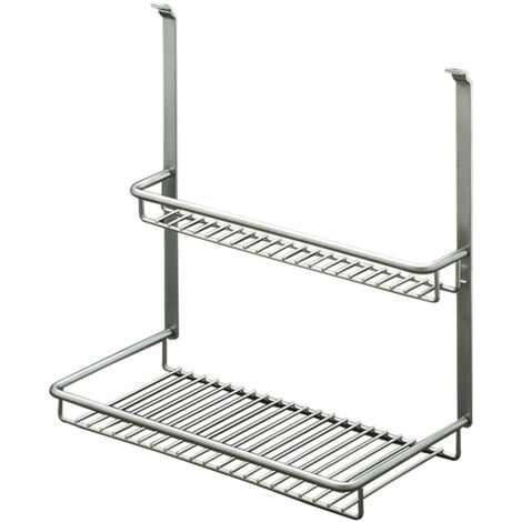 Etagère de cuisine en aluminium à 2 niveaux - Matériau : Acier - Décor : Chromé - Finition : Satiné - Largeur : 350 mm - Hauteur : 300 mm - Profondeur : 180 mm - MENAGE&CONFORT