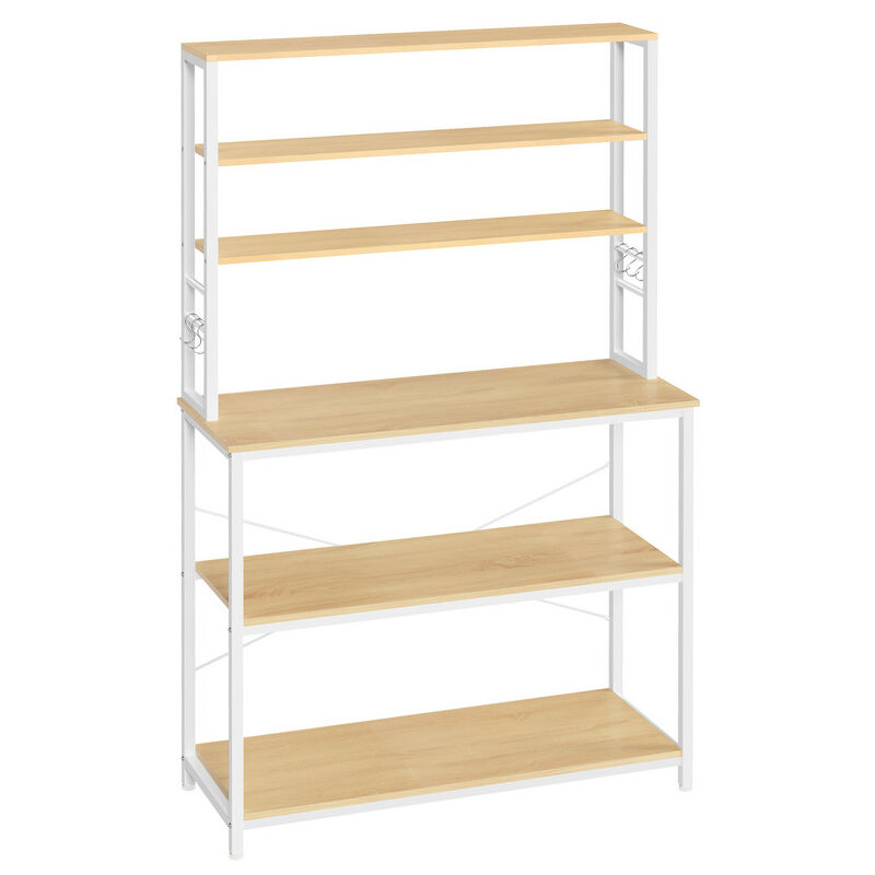 Vasagle - tagère de Cuisine, Étagère pour Machine à Café, 6 Étagères et 6 Crochets, pour Four à Micro-Ondes, Cadre en Acier, Style Industriel, 40 x