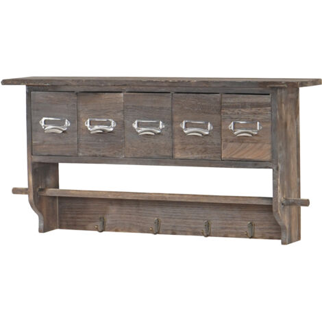 Étagère de cuisine HWC-C49, étagère de ménage, vintage avec 5 tiroirs, 32x65x13cm - marron