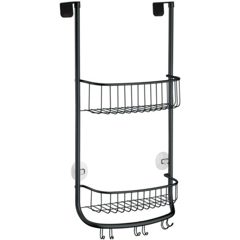 Étagère de douche 2 paniers à poser sur porte - IDesign - Interdesign - Gris anthracite