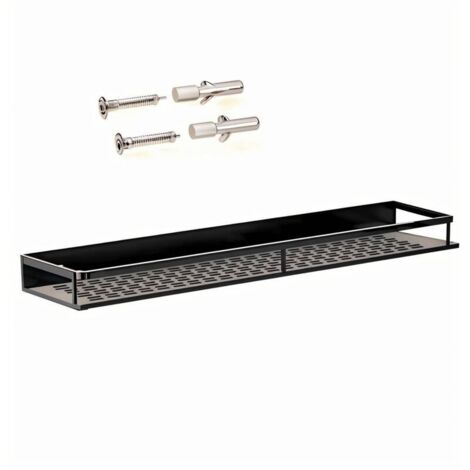 Étagère de douche 50cm en acier inoxydable noir – Antirouille – Facile à installer – Drainage efficace – Design minimaliste