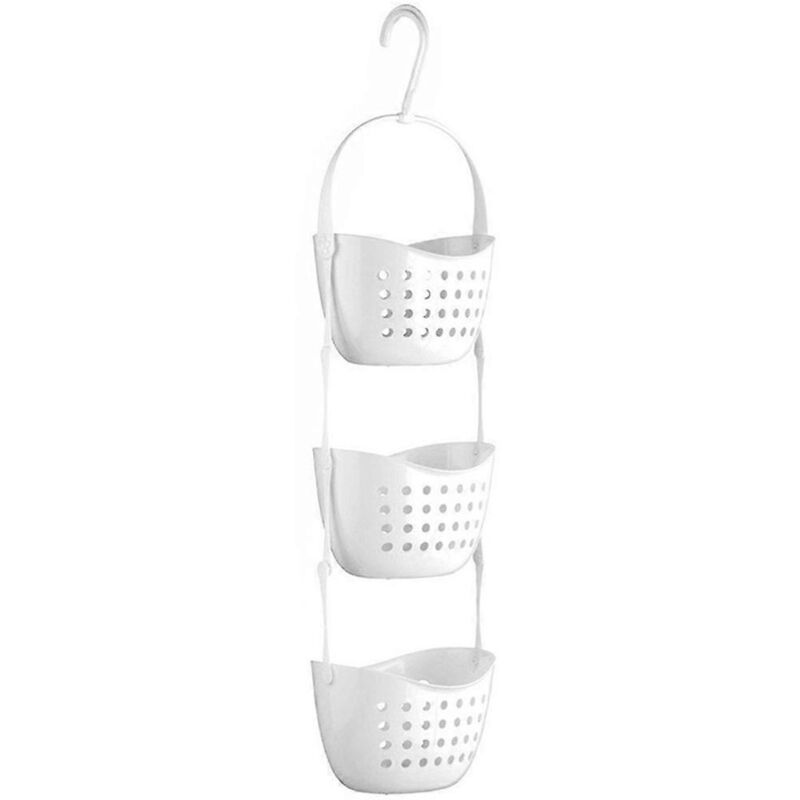 Étagère de douche à 3 niveaux, panier de douche suspendu pour salle de bain, lot de 2, blanc