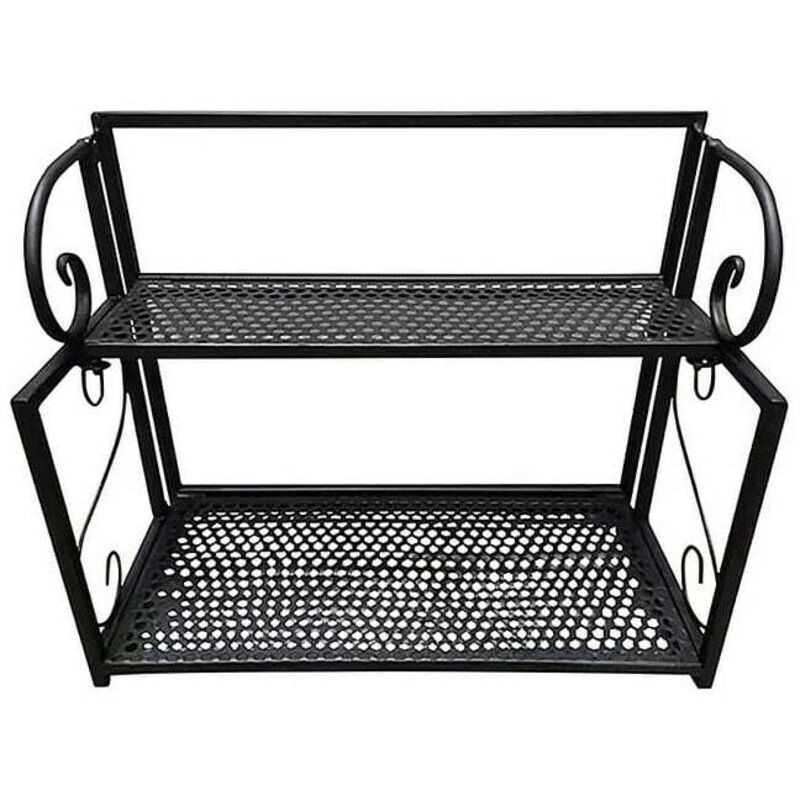 Étagère de Douche à Deux Niveaux en Métal Panier de Rangement pour Placard Cuisine Armoire Meuble Bas