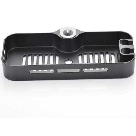 Étagère de douche à percer pour barre de douche, support de rangement pour gel douche et shampoing, compatible avec les barres de 22, 24 et 25 mm de diamètre.