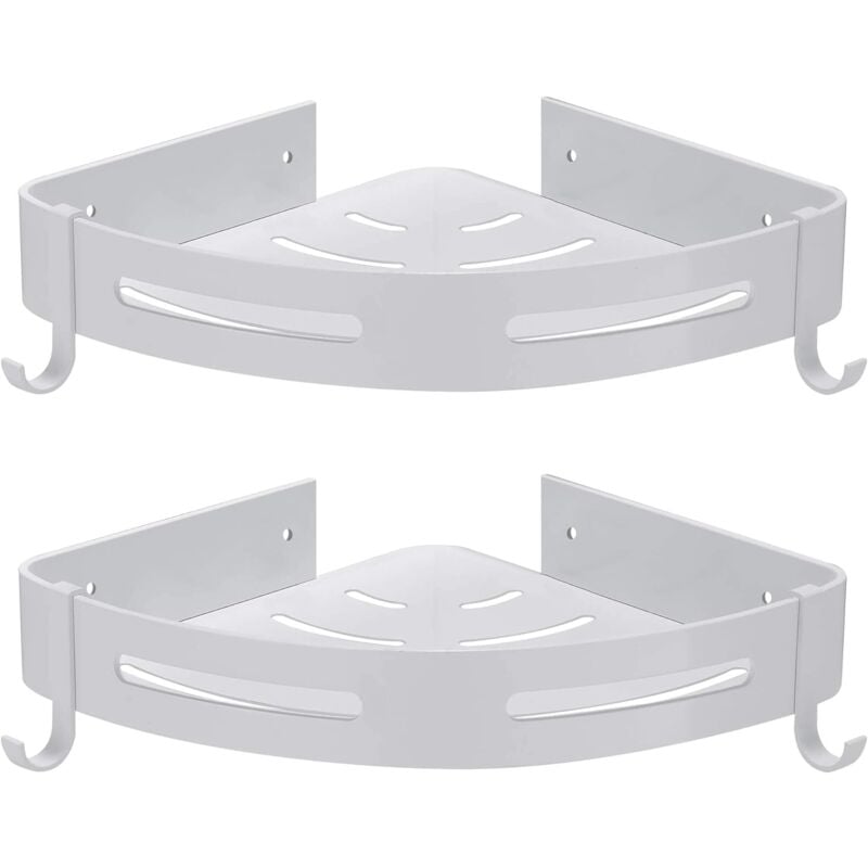 Etagere de Douche à Suspendre Rangement Douche Salle de Bain Support Gel Panier Etagère de Douche d'Angle sans Perçage en Métal avec 2 Crochets