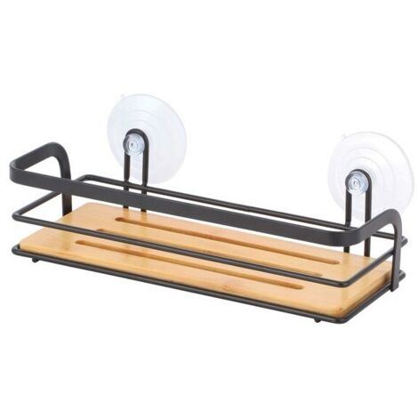 Etagère de douche à  ventouses HIKO Bambou & Acier Noir MSV