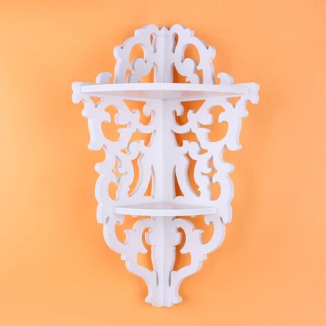 Étagère de Douche Angulaire à 2 Niveaux Sculptée - Support de Rangement Blanc pour Salle de Bain