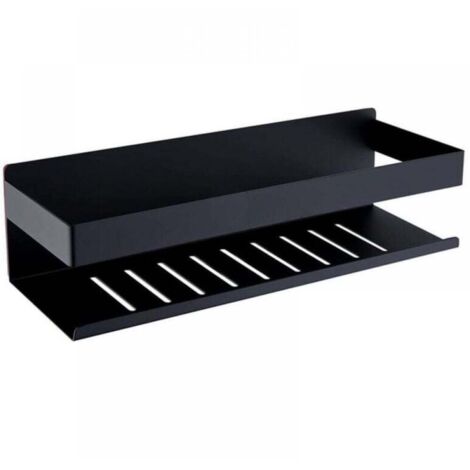 Étagère de Douche Auto-adhésif, Étagère Salle de Bain sans Perçage SUS304 Acier Inoxydable Adhésive Panier de Douche, Noir Mat 23CM