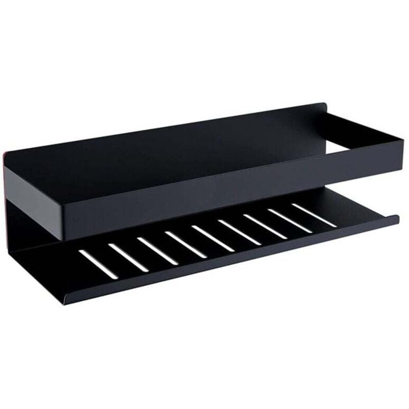 Tagère de Douche Auto-adhésif, Étagère Salle de Bain sans Perçage SUS304 Acier Inoxydable Adhésive Panier de Douche, Noir Mat 30CM