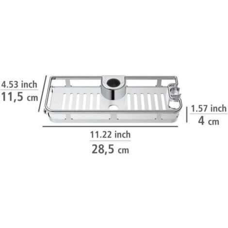 Étagère de douche avec porte-savon chromé, porte-savon et crochets aucun perçage requis pour l'installation en matériau ABS dimensions : 28,5 x 4 x 11,5 cm.