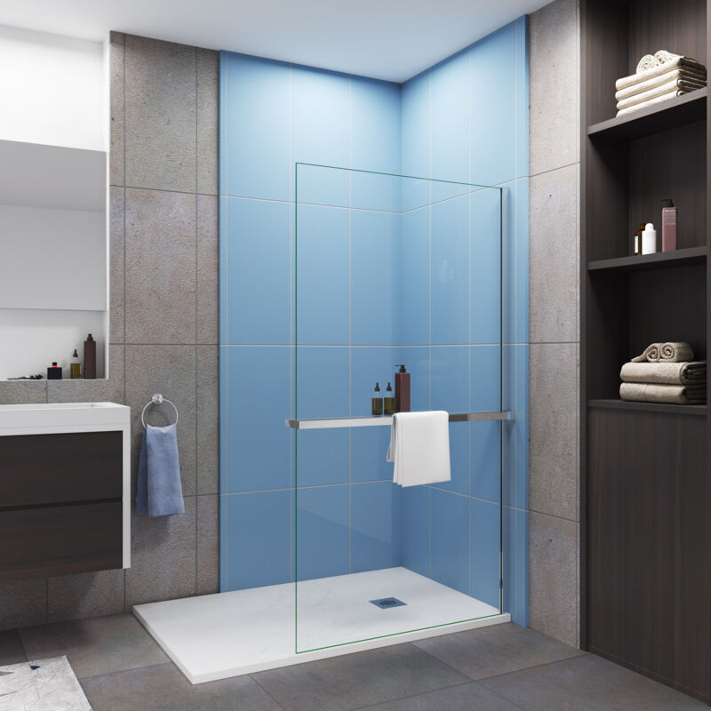 Etagère de douche chromé pour paroi de douche largeur de 120cm,pour paroi de douche en verre 8mm, capacité de charge 5kg