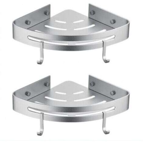 Étagère de douche d'angle – 2 pièces – sans perçage – étagère de salle de bain sans perçage, panier de rangement de douche, support de douche adhésif mural en aluminium, organisateur pour shampoing (t
