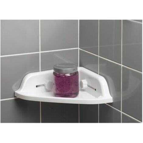 Etagère de douche d'angle à ventouses Blanc 25x25x10 cm