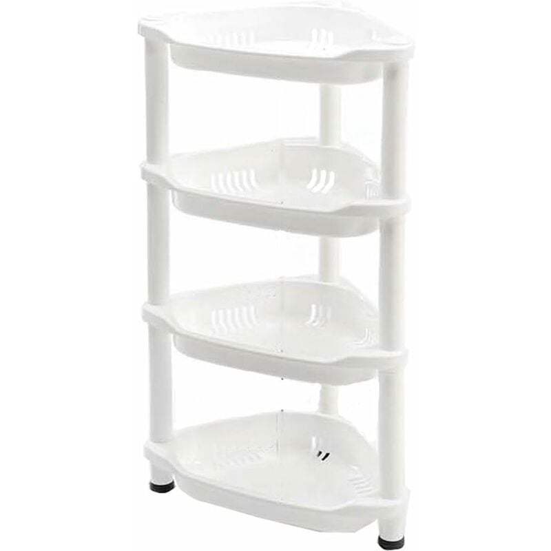 Tagère de Douche D'angle Antirouille Blanc étagère de Cuisine Meuble de Rangement de Salle de Bain 4 étages Fei Yu