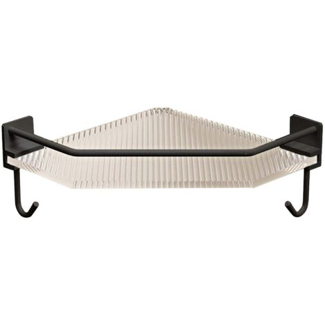 Étagère de douche d'angle en acrylique, sans perçage, grande capacité, triangulaire, noire, simple couche, avec crochet. Idéale pour salle de bain, dortoir ou cuisine.