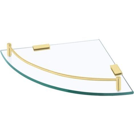 Étagère de douche d'angle, étagère de douche en verre, étagère de douche en verre trempé de 8 mm, étagère murale de salle de bain, étagère de douche avec support d'étagère, montage mural sécurisé/Or b
