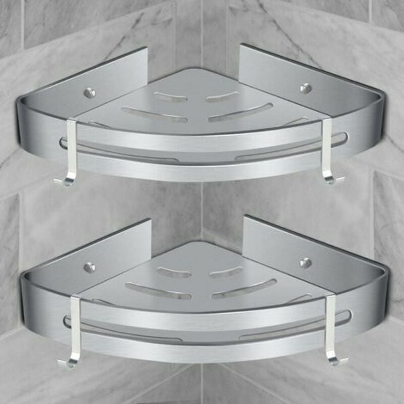 Etagère de Douche d'Angle, Etagère de Salle de Bain Sans Forage, Murale Adhésive Serviteur de Douche (2 Pièces)