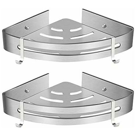 Etagère de Douche d’Angle, Etagère de Salle de Bain Sans Forage Panier Rangement Douche Aluminium Murale Adhésive Serviteur de Douche Organiseur pour Shampoing(Triangle, 2 Pièces)