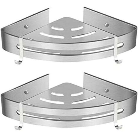 Etagère de Douche d’Angle, Etagère de Salle de Bain Sans Forage Panier Rangement Douche Aluminium Murale Adhésive Serviteur de Douche Organiseur pour Shampoing(Triangle, 2 Pièces)-Fei Yu