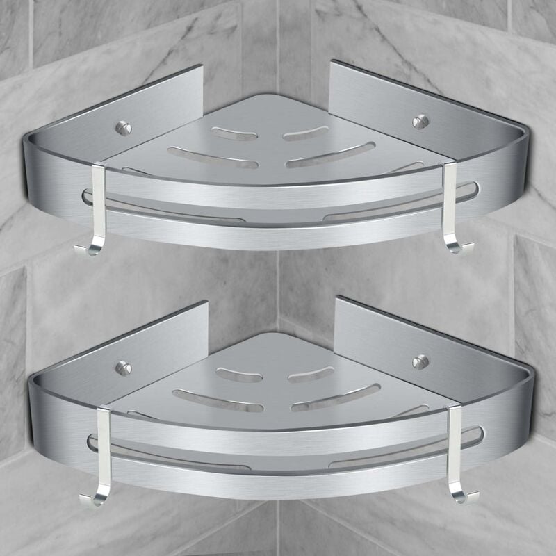 Tagère de douche d'angle étagère de salle de bain sans perçage panier rangement de douche étagère de douche murale en aluminium boîte de rangement