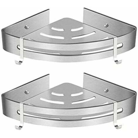 Étagère de douche d'angle, étagère de salle de bain sans perforation, panier de rangement de douche en aluminium, organiseur mural adhésif pour shampoing (triangle, lot de 2)