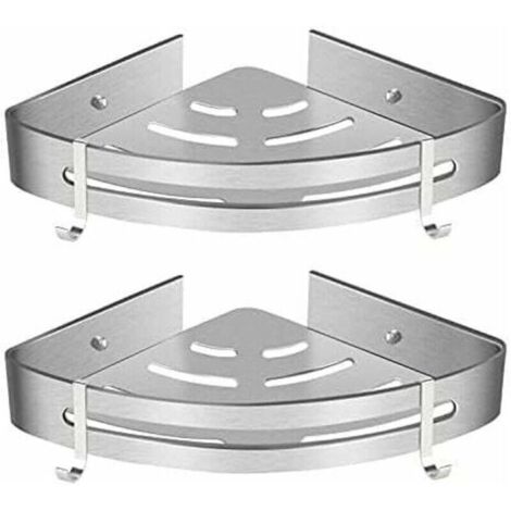 Étagère de douche d'angle, étagère de salle de bain sans perforation, panier de rangement de douche en aluminium, organiseur mural adhésif pour shampoing (triangle, lot de 2)