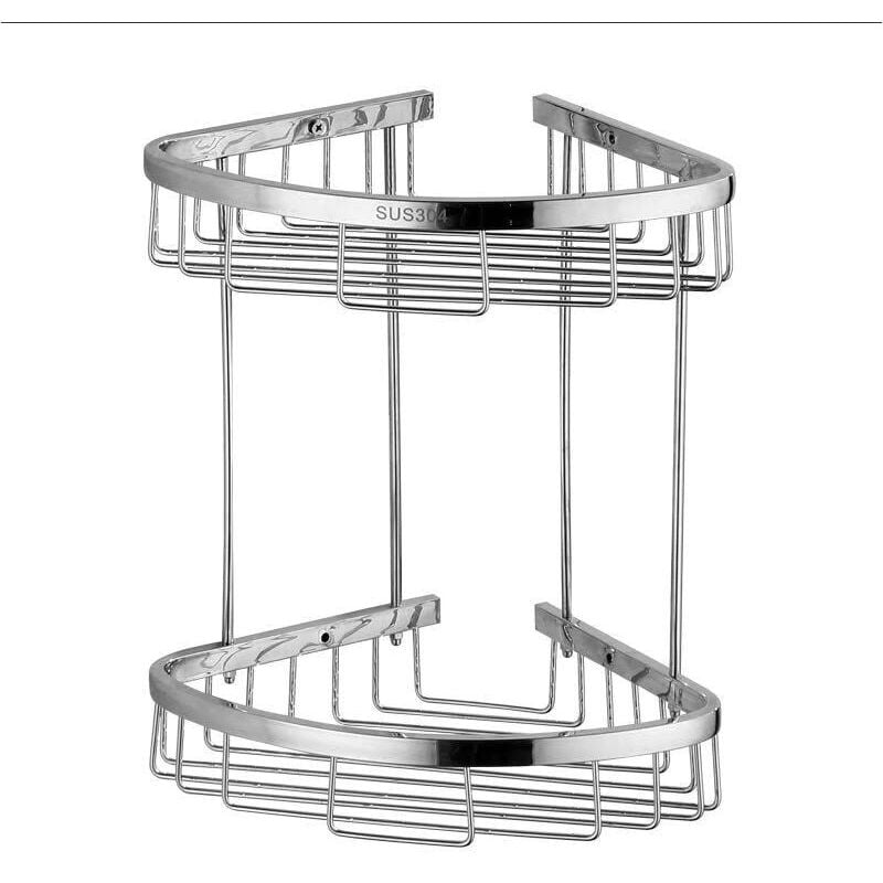 Etagère de Douche d'angle sans Perçage Aluminium Rangement Salle de Bain Autocollant Rangement Douche Antirouille avec 2 Crochets pour Salle de Bains