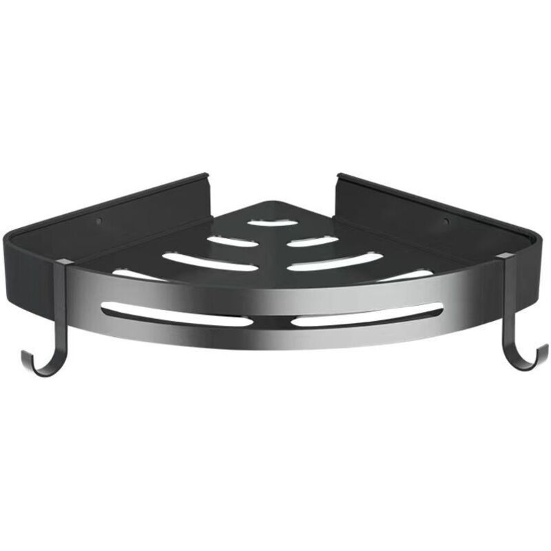 Etagère de Douche d'angle sans Perçage en Métal avec 2 Crochets pour Douche Support Antirouille Autocollant pour Articles de Salle de Bains 2 Pièces