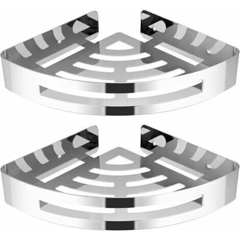 Étagère de douche de salle de bain Étagère de douche d'angle antirouille en acier inoxydable 304 (lot de 2 triangles)