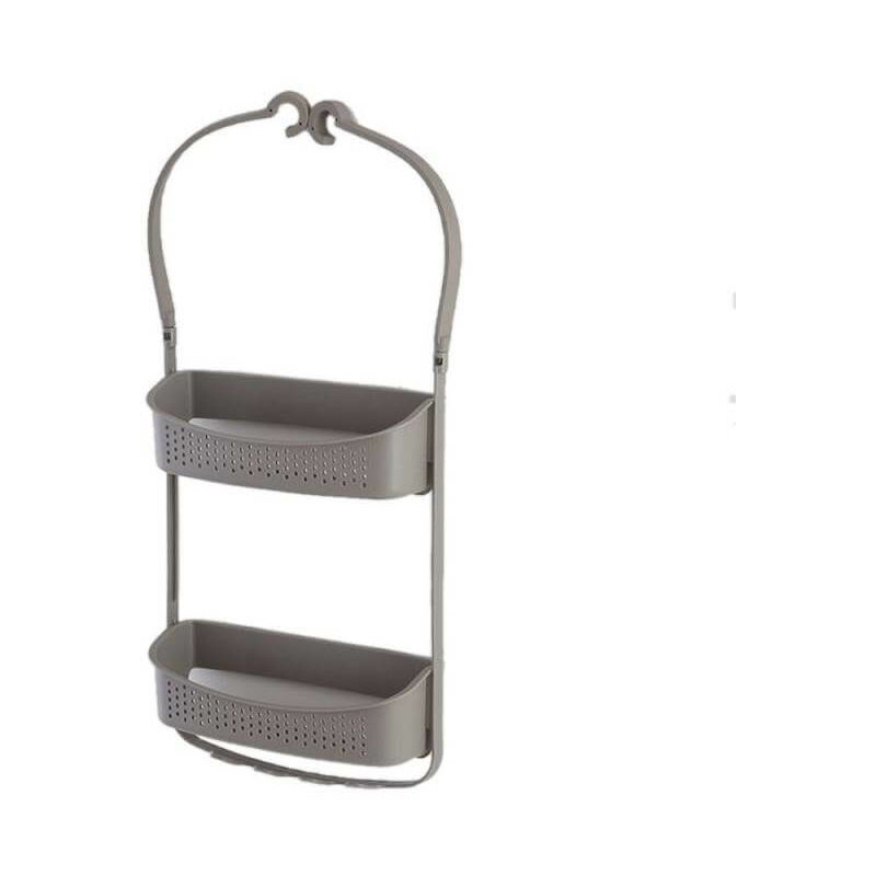 Iperbriko - Etagère de douche double gris tourterelle - Collection Fox