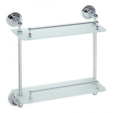 Etagère de douche double murale RETRO en verre 40x42x12 cm