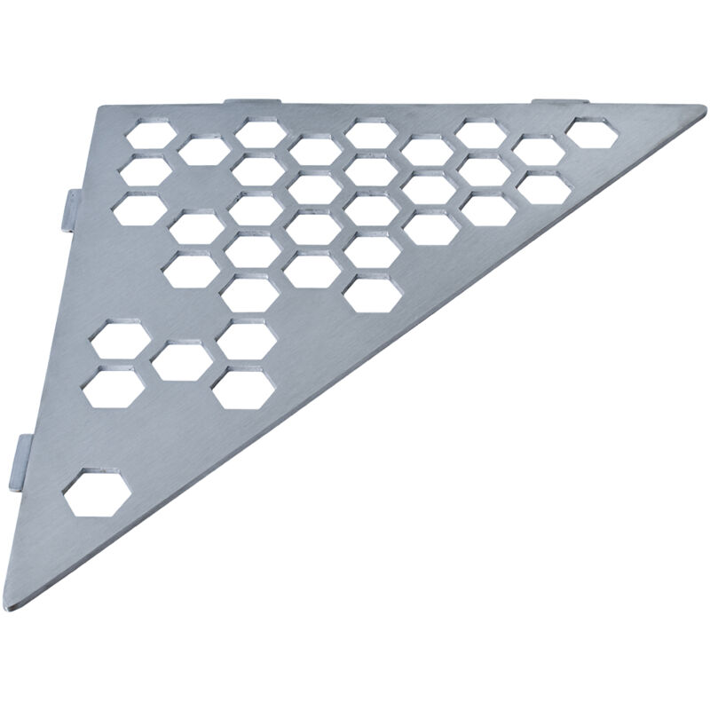 Etagère de douche en acier inox 28,7 x 28,7 cm x 2 mm - Triangulaire design Hexagone - fixation sans perçage