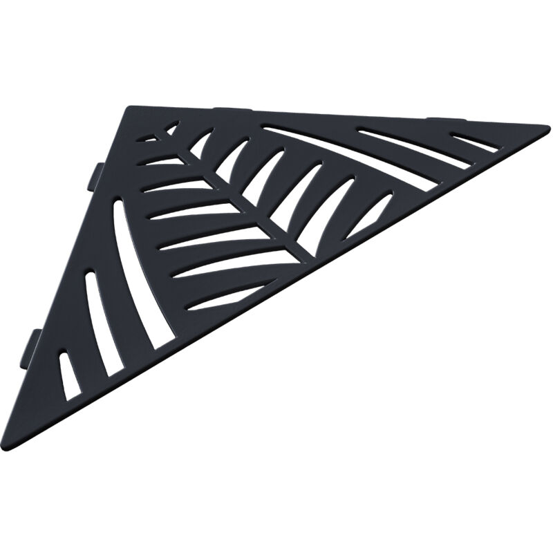 U-tile - Etagère de douche en acier inox noir 20,4 x 20,4 cm x 2 mm - Triangulaire design Jungle - fixation sans perçage