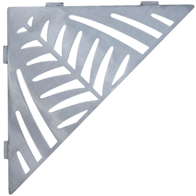 Etagère de douche en acier inox 28,7 x 28,7 cm x 2 mm - Triangulaire design Jungle - fixation sans perçage