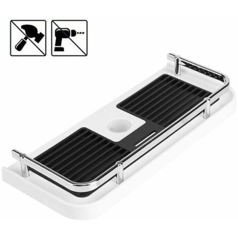 Étagère de douche en plastique Étagère de salle de bain Panier support de douche à monter sans perçage Pour tous diamètres de 22 à 25 mm