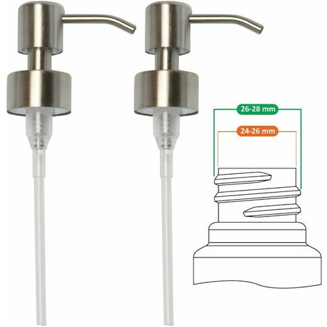 AYYQH Pompe de Rechange pour Distributeur de Savon Liquide - Acier Inoxydable, Inox à finition brossée, 2 pièces - 28 mm