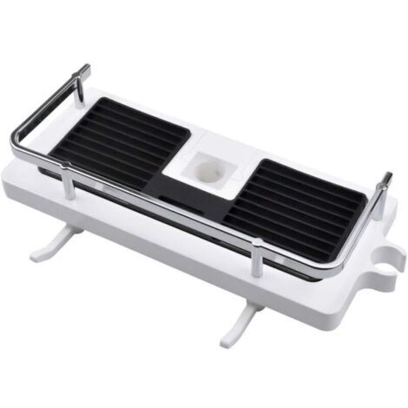 Étagère de Douche, Étagère Douche sans PerçAge, Etagere Telescopique Douche Plastique, Support de Douche avec 2 Crochets, pour 20-25mm Rail de
