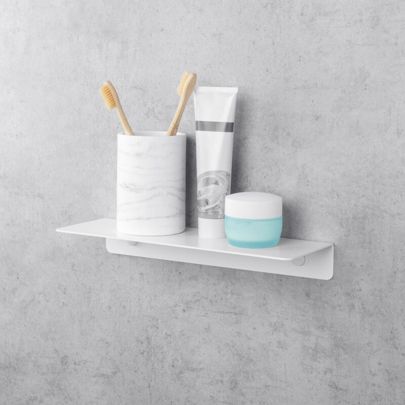 Tablette Murale Salle de Bain, Aluminium, Blanc, élégance (30 cm) - Daske