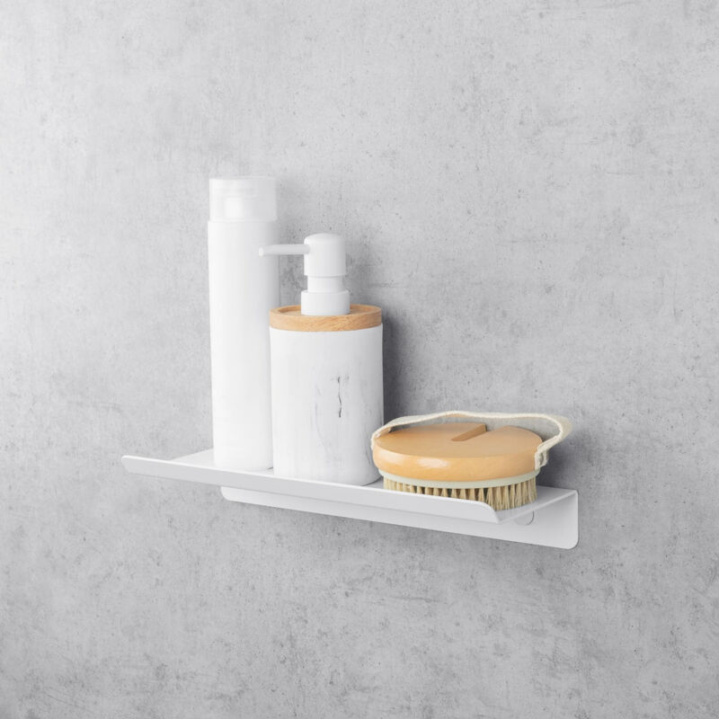 Tablette Murale Salle de Bain, Aluminium, Blanc, plain (30 cm) - Daske