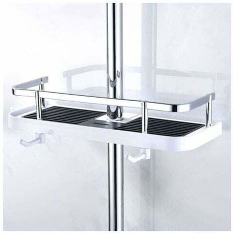 Étagère de Douche Mural réglable, Panier Salle de Bain Cuisine Rangement Fixer sur Tuyau, serviteur Douche métal Anti-Rouille, Support Mural Pratique Commode Adapte le Rail de 24-25mm