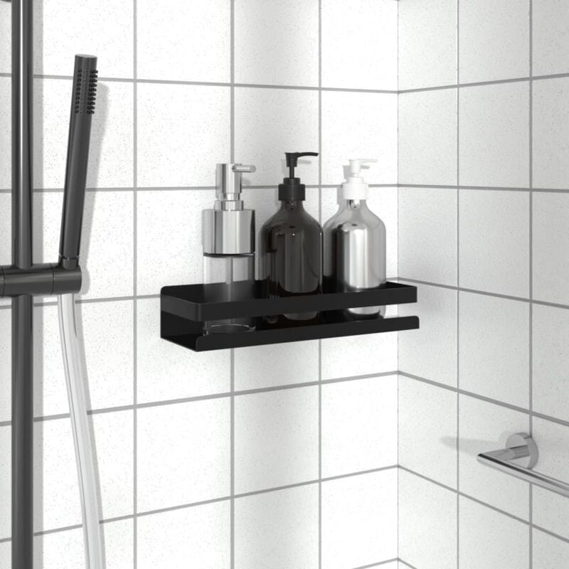 Vidaxl - tagère de douche noir mat acier inoxydable 304 brossé