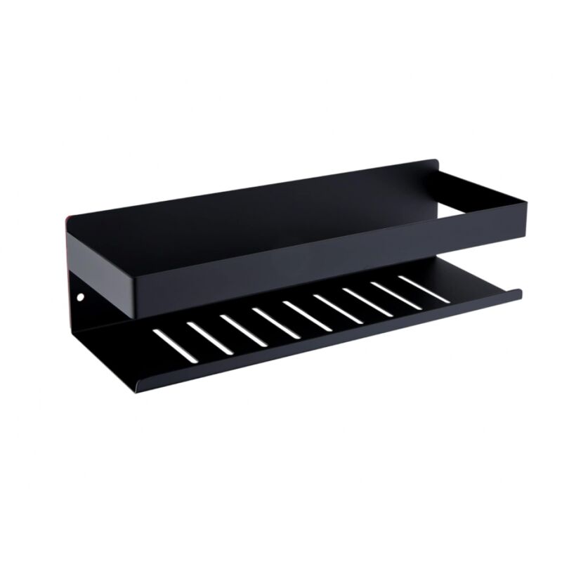 Étagère de Douche Noire de 30cm Sans Perçage, Acier Inoxydable SUS304, Finition Mate, Parfait pour Salle de Bain