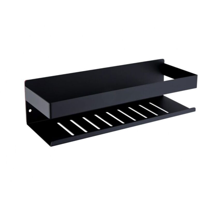 Étagère de Douche Noire de 30cm Sans Perçage, Acier Inoxydable SUS304, Finition Mate, Parfait pour Salle de Bain