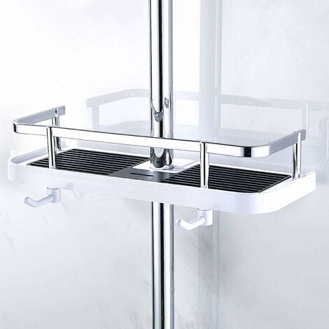 Étagère de douche Panier de rangement Fixation murale réglable Métal résistant à la rouille 270 mm x 116 mm x 50 mm QERSTA