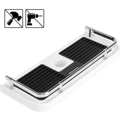 Étagère de douche pour la tringle de douche Sans Perçage salle de Bains Douche Rack Duschregal Douche salle de Bain Rangement étagère de douche à Accrocher Badezimmerablage avec 2 Crochets